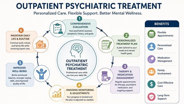 Outpatient psychiatric treatment steps and benefits